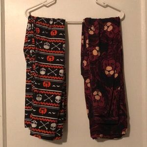 2 pairs of Lularoe Leggings Halloween/Lions